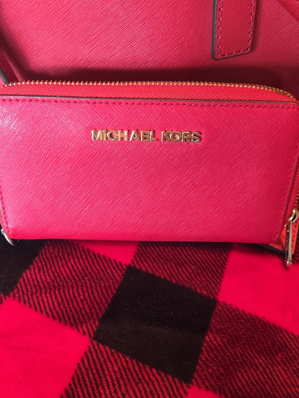 Michael Kors Red Saffiano Leather Wallet